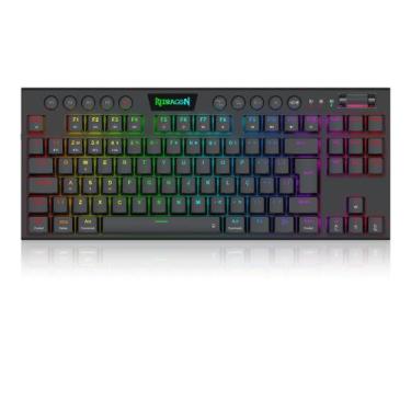 Imagem de Teclado mecanico usb gamer horus pro tkl rgb wireless switch brown red