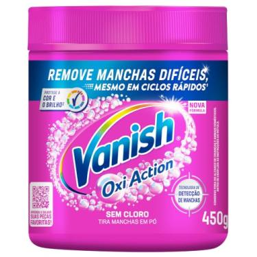 Imagem de Tira Manchas em Pó Vanish Oxi Action Pink Refil 450g para Roupas Coloridas, Sem Cloro, com Percarbonato, Remove Manchas Difíceis, Preserva as Cores e Deixa as Roupas Como Novas