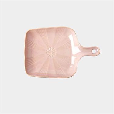 Imagem de GUIPAIHAI Forma de cerâmica estilo japonês para louças domésticas e micro-ondas, forno aquecido, bandeja para assar, louça, prato resistente a altas temperaturas (cor: rosa, tamanho: quadrado)
