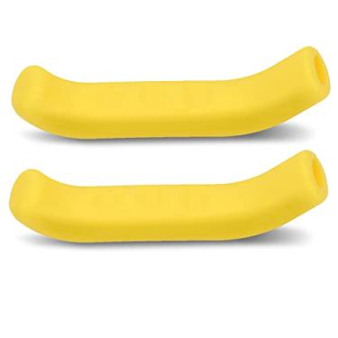 Imagem de Capa de alavanca de freio de bicicleta MTB 5 cores Punhos de silicone antiderrapante protetor ¨¤ prova d'¨¢gua Acess¨®rio para bicicleta de estrada de montanha MTB(Yellow),Punhos de freio bicicleta,
