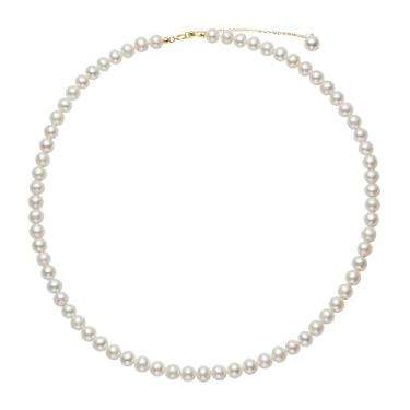 Imagem de IDOKAWA Colar de Pérolas Feminino, 7mm Pérola Redonda Branca, Perfeito para uso Diário, Casamentos, Aniversários