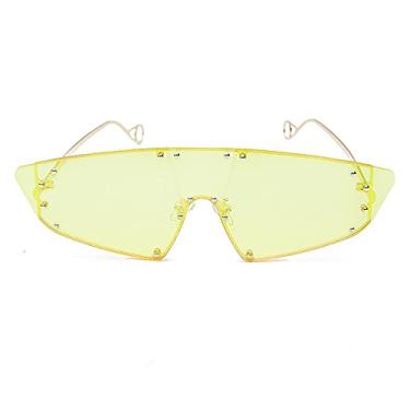 Imagem de Óculos de sol superdimensionados fotocromáticos rebite de metal sem aro gradiente fotocromático para homens e mulheres óculos espelhos vintage amarelo limão