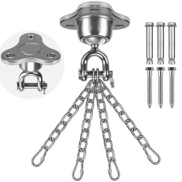 Imagem de SELEWARE Corrente de saco pesado, corrente de cabide de saco de pancada resistente e mosquetões, kit de suspensão de saco de pancadas de boxe para pendurar suporte de teto para saco pesado boxe Muay Thai Hardware de treinamento, capacidade de 408 kg