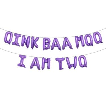 Imagem de Multicolor Oink Baa Moo I am Two Balloons Moo Moo I am Two Balloons Farm 2nd Birthday Decoration Barnyard 2nd Birthday Decoration Holy Cow I am Two Decoration (OINK BAA MOO I AM TWO Purple)