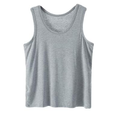Imagem de newrong Camiseta masculina modal sem mangas com seção fina de gelo, Cinza, XXG