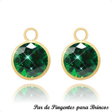 Imagem de Pingente para Brinco em Ouro 18k Pedra 6mm - Paulistana Joias, Verde e