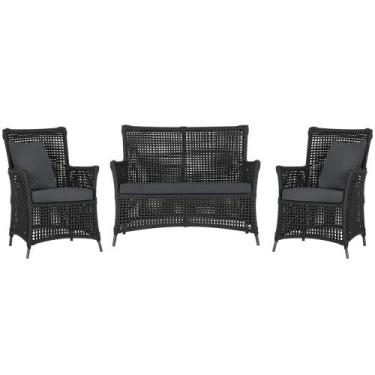 Imagem de Jogo Sofá e 2 Poltronas de Área Igapó Alumínio Pintura Preta Corda Náu