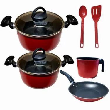 Imagem de Conjunto Antiaderente 6 Peças - Marcolar, Preto, Vermelho, Turquesa, C
