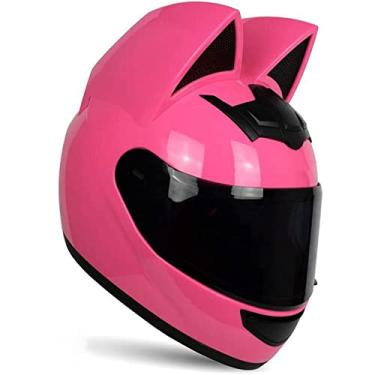 Imagem de Wangbadan Capacete de motocicleta ZJ-15 orelha de gato rosa, certificado DOT, adequado para todas as estações