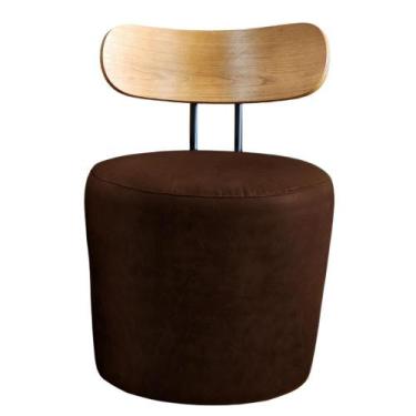 Imagem de Puff Poltrona Vênus Com Encosto De Madeira Sintético Marrom Escuro For