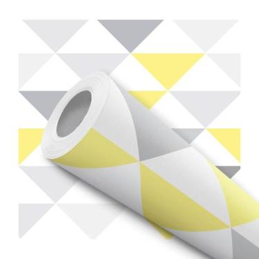 Imagem de Papel De Parede Adesivo Lavável Triângulos Amarelos Cinza 12m - Signma