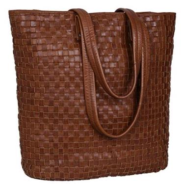 Imagem de Bolsa de couro/alça superior feminina de couro Antonio Valeria Ava, Washed Braided Redwood, Medium