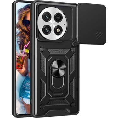 Imagem de Ephoou Capa protetora para OnePlus 13, proteção à prova de choque de grau militar com capa deslizante para câmera e suporte magnético giratório de 360° para OnePlus 13 SJ, preto