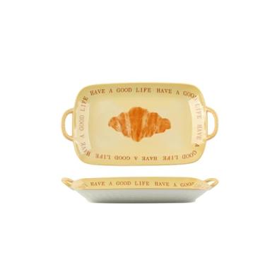 Imagem de Conjunto criativo e personalizado de tigela e talheres de cerâmica para uso doméstico, tigela e prato de restaurante e hotel com tigelas de sopa de orelhas duplas - prato de peixe nórdico de orelhas