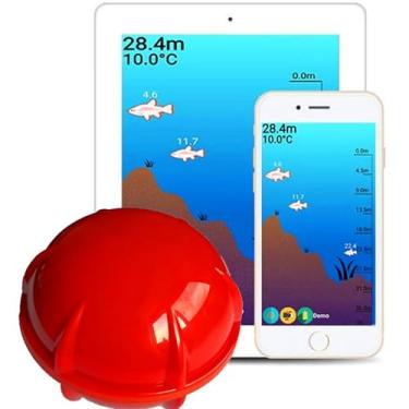 Imagem de Fish Finder Portable Wireless Depth Finder Sonar Inteligente Sem Fio Bluetooth Fish Finder, Para Barcos, Caiaques, Pesca Recreativa, Doca, Costa Ou Banco Com Aplicativo IOS E Android(Red)