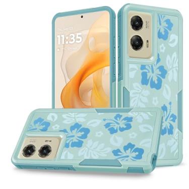 Imagem de Govmeie Capa de camada dupla com design de flores florais fofas para Moto G Stylus 5G 2024 - Capa rígida de policarbonato híbrido à prova de choque com listras laterais antiderrapantes e proteção