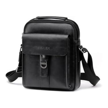 Imagem de Bolsa de Ombro Masculina Mensageiro em Couro Weixier – Estilo e Praticidade para o Dia a Dia (Preto)