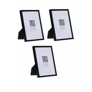 Imagem de Kit 3 Porta Retrato Metal e Vidro 10x15 Moldura Lisa Preto - Tokyo Des
