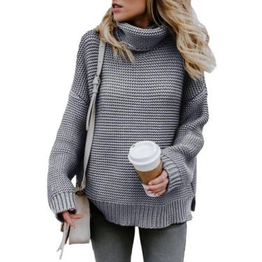 Imagem de Inverno Feminino Engrossar Gola Alta Camisola De Malha Quente Casual S