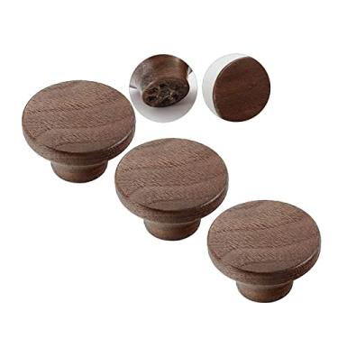 Imagem de Puxadores de madeira, barra T, puxador de madeira, alça em forma de laço, alça sólida para gavetas, móveis, porta, armário, gaveta, guarda-roupa, armário de madeira (nogueira preta furo único)