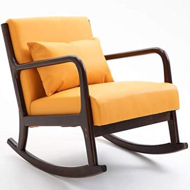 Imagem de Cadeira de balanço de madeira maciça, cadeira de jantar, cadeira de leitura, sofá individual, varanda, quarto, sala de estar, festa, jardim, férias, espreguiçadeira