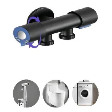 Imagem de Registro Duplo 1/2'' Vaso E Ducha Higiênica Inox Preto Fosco - F A Mag