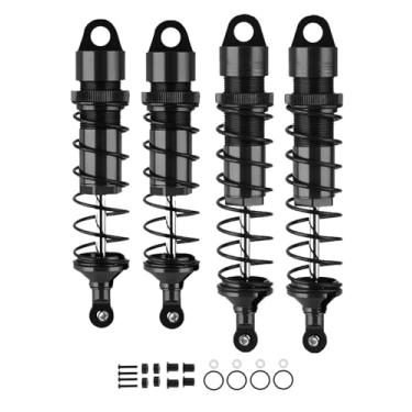 Imagem de Rcarmumb Parte dianteira traseira RC Shock Upgrades para trenó 1/8 4WD #95076-4, 4 peças de alumínio completo Big Bore RC Choques Hops Up para Sledge Monster Truck, preto