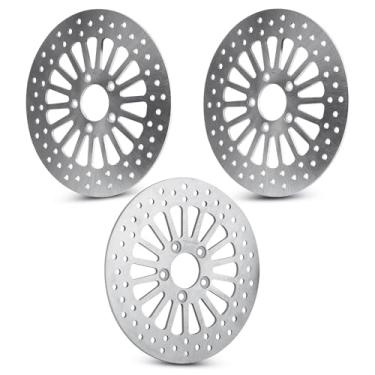 Imagem de Chabushi 29 cm, 2 peças dianteiras + 1 peça de rotores de freio traseiro para Harley Road King/Super Glide/Electra Glide/Dyna Low Rider/Fat Boy FXDLI FXDXI FLHTC FLHTCi Rotor de disco de freio de aço