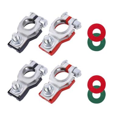 Imagem de Conector de terminal de bateria, positivo e negativo, conjunto de adaptadores de terminal de bateria de 2 pares, conectores de terminal de cabo de bateria com 4 arruelas, adequado para SUV Van
