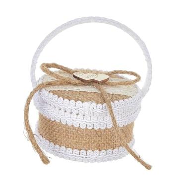 Imagem de oshhni Caixa para porta-alianças de casamento, porta-alianças, romântico, moderno, redondo, caixa de joias de, 2 compartimentos para anéis, acessórios