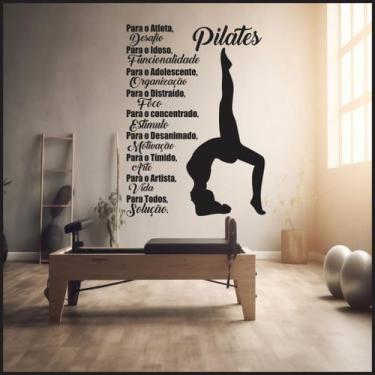 Imagem de Adesivo De Parede Decorativo Frase Mensagem Motivacional PILATES 90X1.