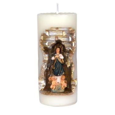 Imagem de Imaculada Conceição. Rossoni Velas. Gruta em vela tam 07x16cm branca. 