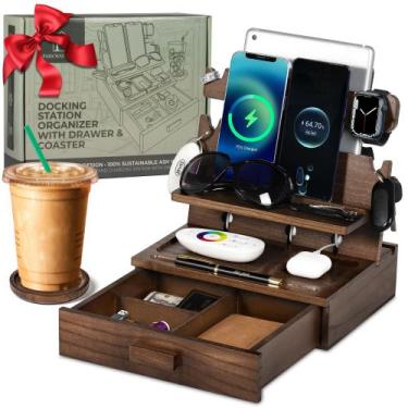 Imagem de Estação de ancoragem Wood Phone Parkway Home para 3 telefones com gave
