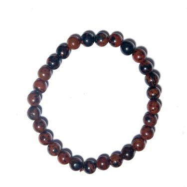 Imagem de Pulseira Pedra Obsidiana Mahogany Bolinha 6mm Fio Silicone