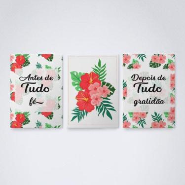 Imagem de Quadro Decorativo Fé e Gratidão Tons V10 30x20cm