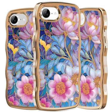Imagem de PIXIU Capa para iPhone 16E antiarranhões com protetor de lente de câmera [compatível com MagSafe], [proteção contra quedas de grau militar] linda onda 3D moderna design floral capa de telefone para