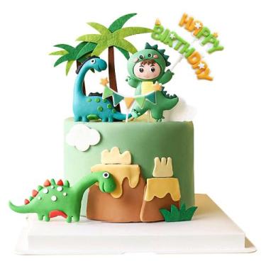 Imagem de Decorações de bolo Gyufise Dinosaur Babyshower Birthday, pacote com 9