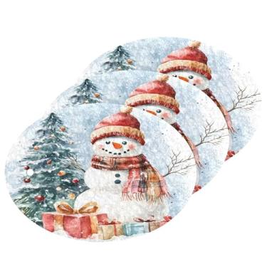 Imagem de Wassud Esponja de polpa de madeira de boneco de neve para pintura em aquarela, pacote com 3 esponjas de cozinha para limpeza, esfregão resistente para panelas antiaderentes pia banheiro, suprimentos