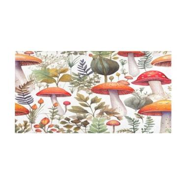 Imagem de WELLDAY Tapete de banho, tapete de banho macio absorvente antiderrapante, tapetes de banheiro brancos cogumelos para banheiro, sala de estar, quarto, casa, chão, secar rapidamente, lavável na máquina