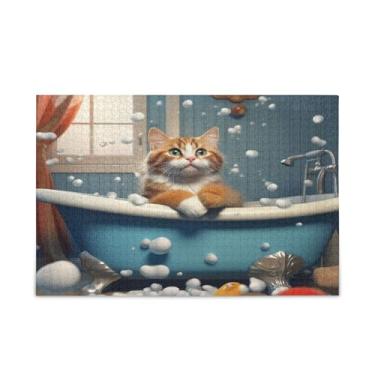 Imagem de STAYTOP Quebra-cabeças de gato na banheira para adultos ou crianças, 500 peças, jogo divertido de descompressão intelectual para a família, presente de brinquedo de Natal