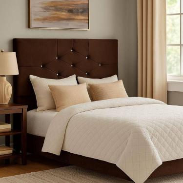 Imagem de Cabeceira Cama Box Casal 90 Cm Camboriú Suede Marrom