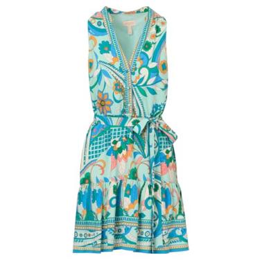 Imagem de Adrianna Papell Vestido frente única estampado, verde menta, Menta multi, 44