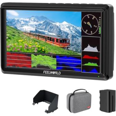 Imagem de Monitor de Campo para Câmera DSLR S55E de 5,5 Polegadas FHD 1920x1080 com LUT 3D Personalizada, Entrada e Saída HDMI 4K, Monitoramento de Forma de Onda, Leve, com Bateria F750 de 4400mAh e Bolsa
