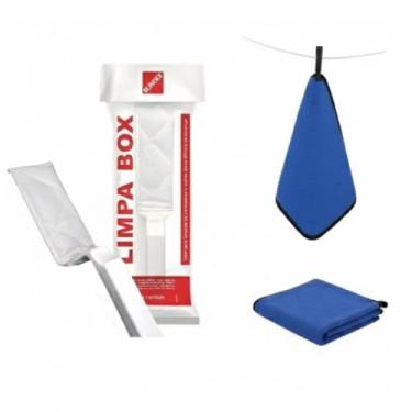 Imagem de Pano de Limpeza e Limpador De Transpasse Espatula Limpa Vidros Janelas E Box (3 Panos + 1 Espatula)