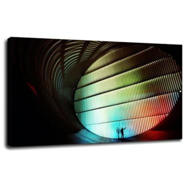 Imagem de Pôster de esfera de impressão em tela colorida de arte de parede de túnel para casa conjunto de 1 decorações com moldura 33.0 cm x 20.3 cm