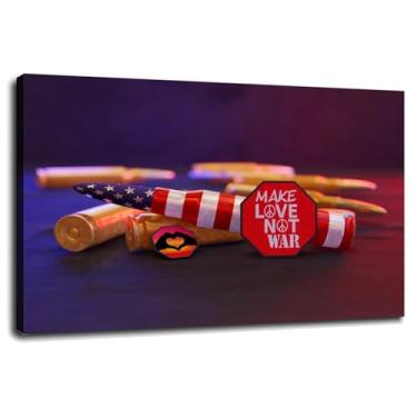 Imagem de Love Peace Poster Ammunition Canvas Prints Sinais Arte de parede para casa 1 painéis Decorações com moldura 76.2 cm x 50.8 cm