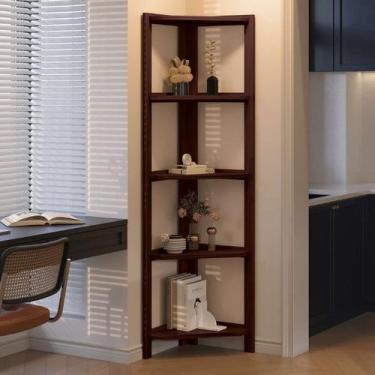 Imagem de Estante De Canto Zoe Em Madeira Maciça Cor Castanho 5 Níveis - Nemargi