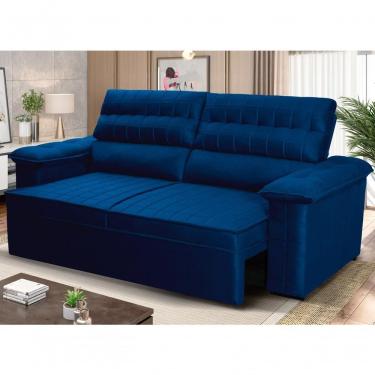 Imagem de Sofá Retrátil Reclinável 2 Lugares Com Molas 1,80m Quantum Suede Velut Azul - King House