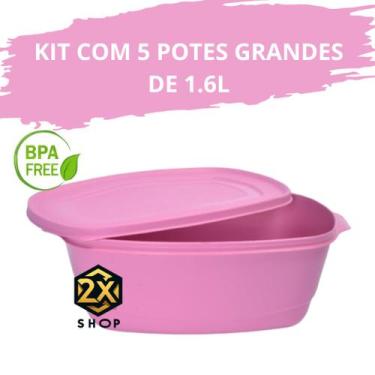 Imagem de Kit 5 Potes Grandes de 1600 ML Premium Free BPA Frezeer e Micro-Ondas 