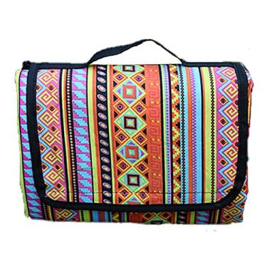 Imagem de Yajun Cobertor de piquenique à prova d'água, tapete de acampamento para família, dobrável, portátil, tapete de praia com estampa retrô, tapete de tecido Oxford para viagens ao ar livre, F, 200200 cm